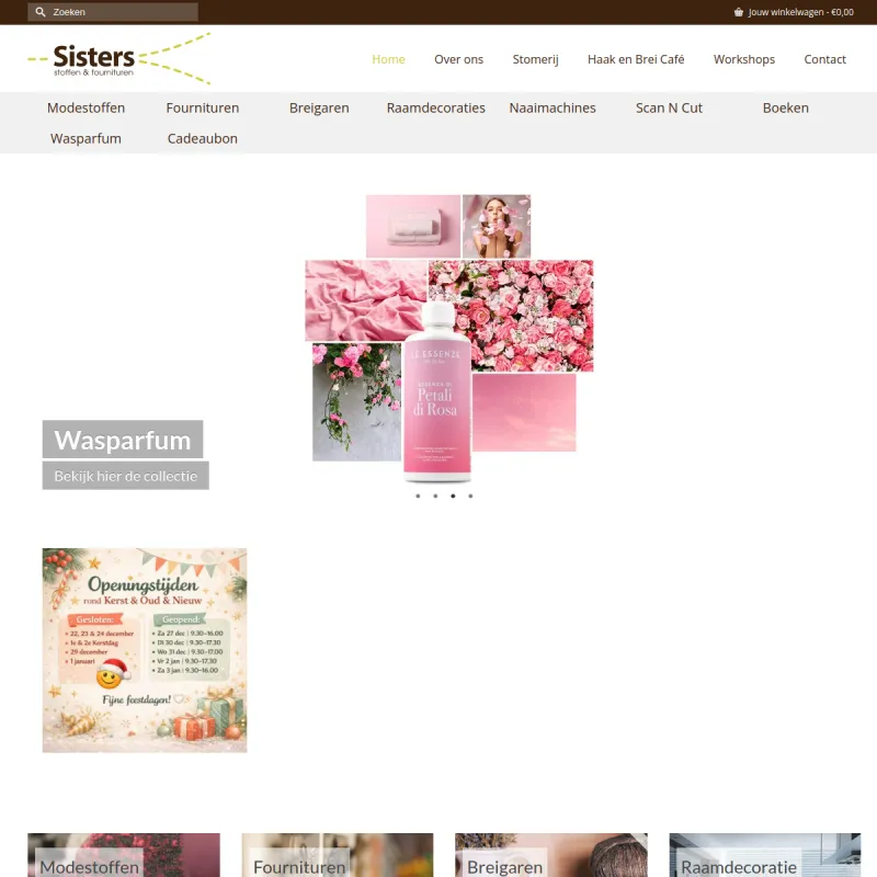 Screenshot van Sisters Stoffen & Fournituren