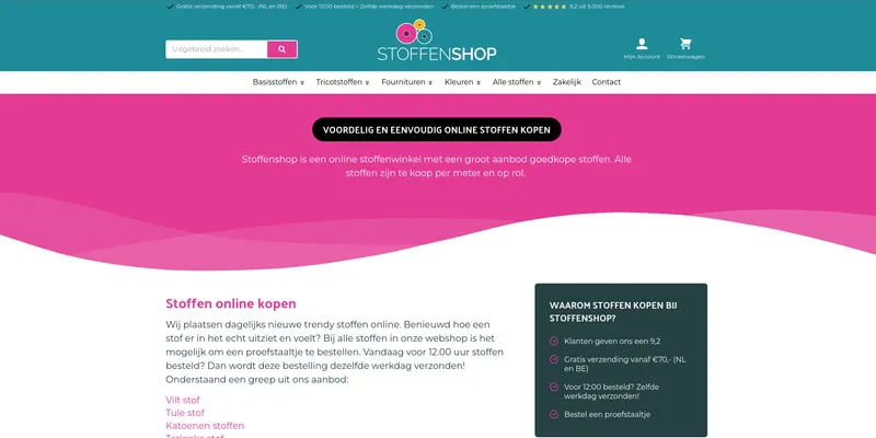 Screenshot van Stoffenshop