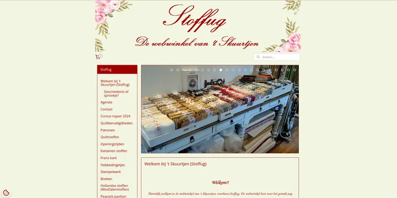 Screenshot van Stoffug, de webshop van 't Skuurtjen