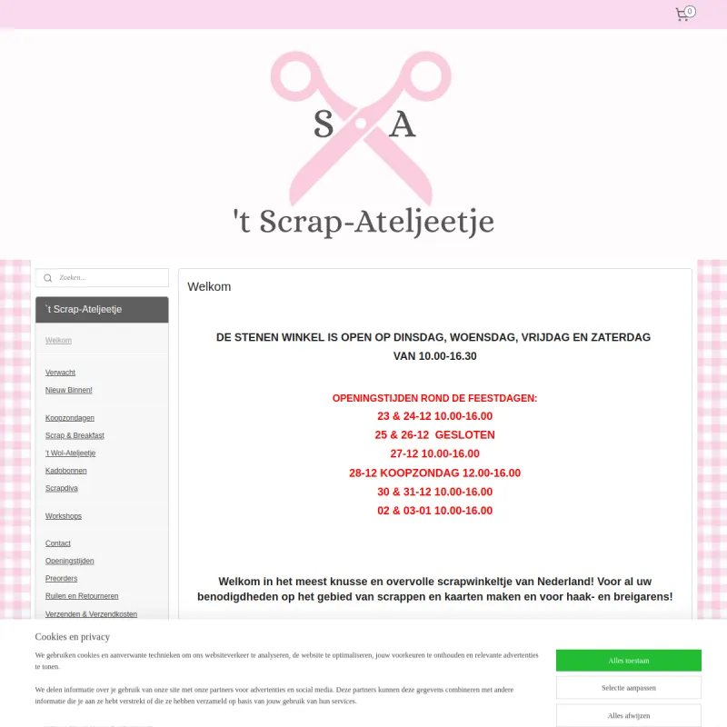 Screenshot van 't Scrap-Ateljeetje