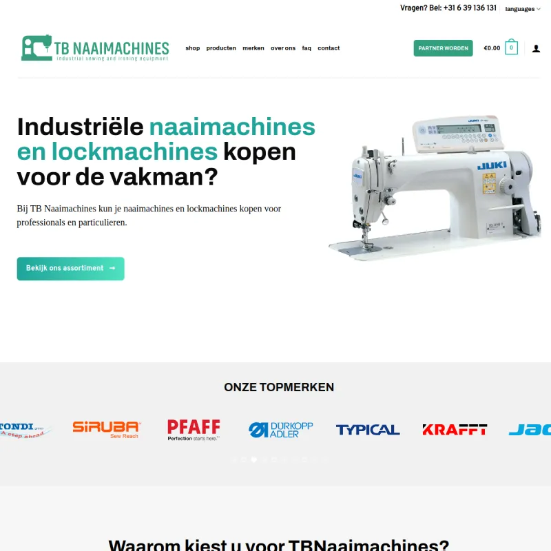Screenshot van TB Naaimachines