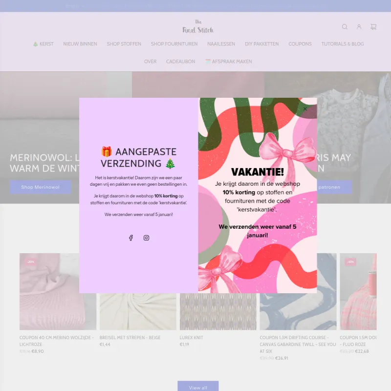 Screenshot van The Final Stitch Stoffenwinkel en Naailessen in Rotterdam