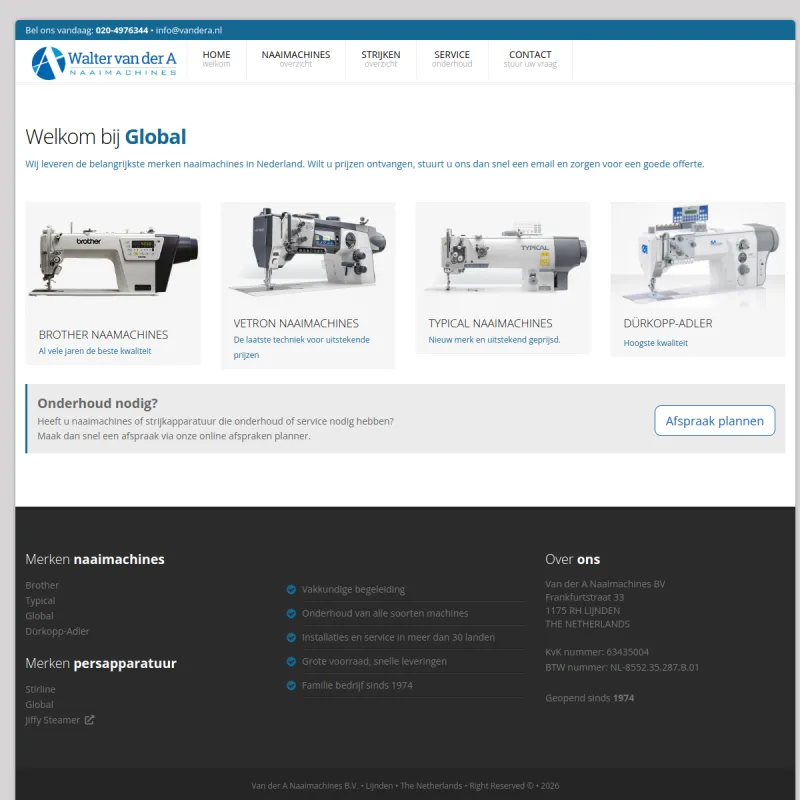 Screenshot van Van der A Naaimachines BV
