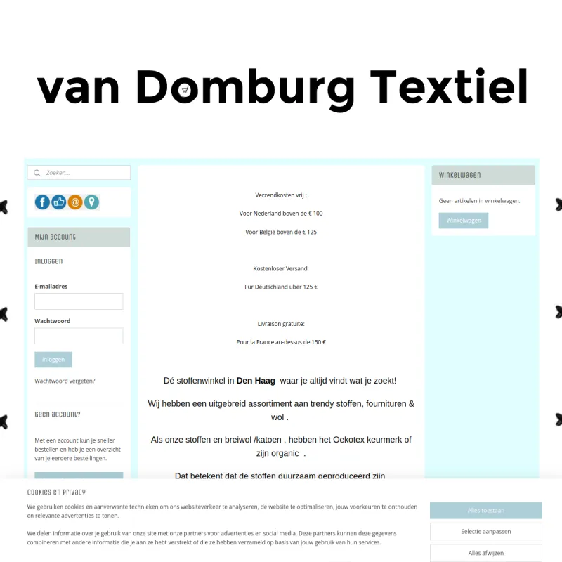 Screenshot van Van Domburg Textiel
