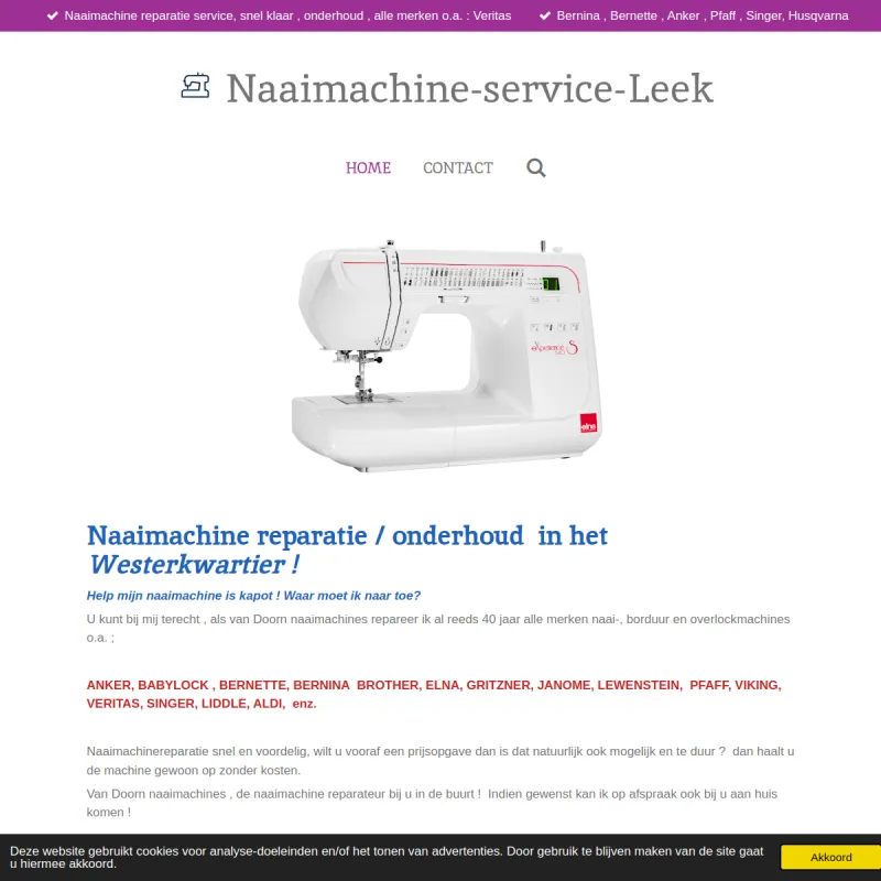 Screenshot van Van Doorn Naaimachines