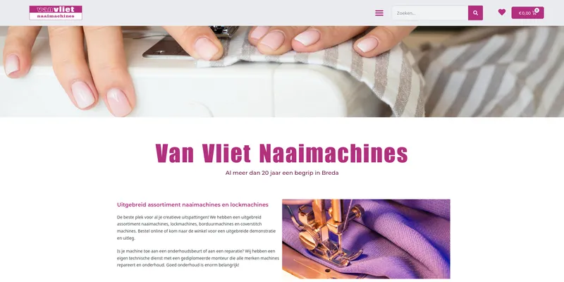Screenshot van Van Vliet Naaimachines