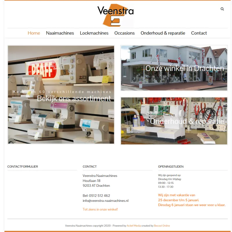 Screenshot van Veenstra Naaimachines