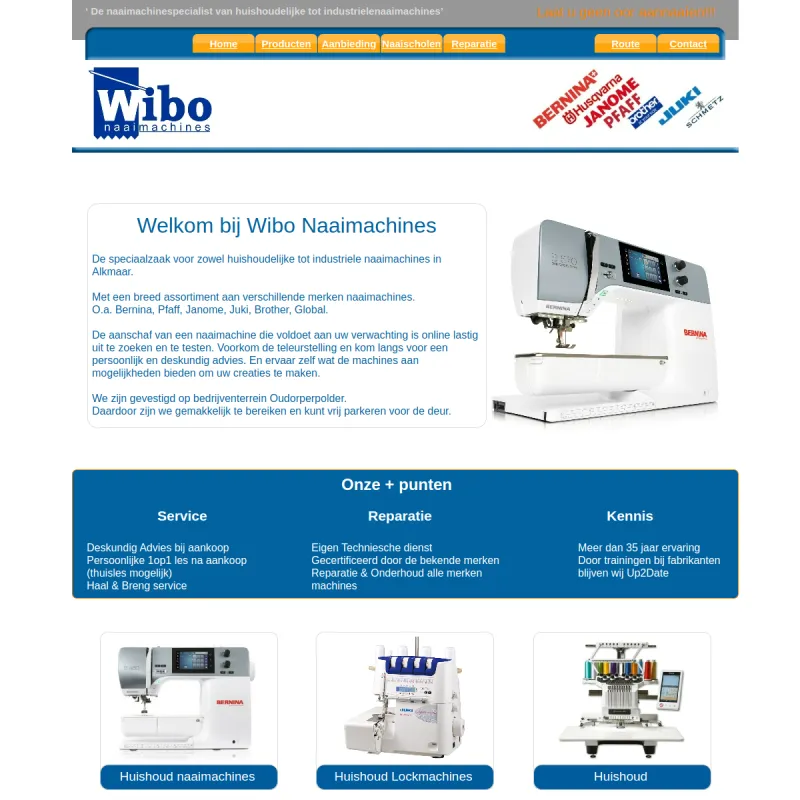 Screenshot van Wibo naaimachines