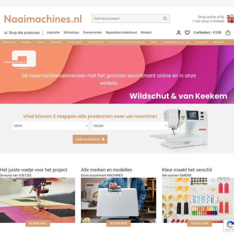 Screenshot van Wildschut & van Keekem - dé naaimachinevakmensen