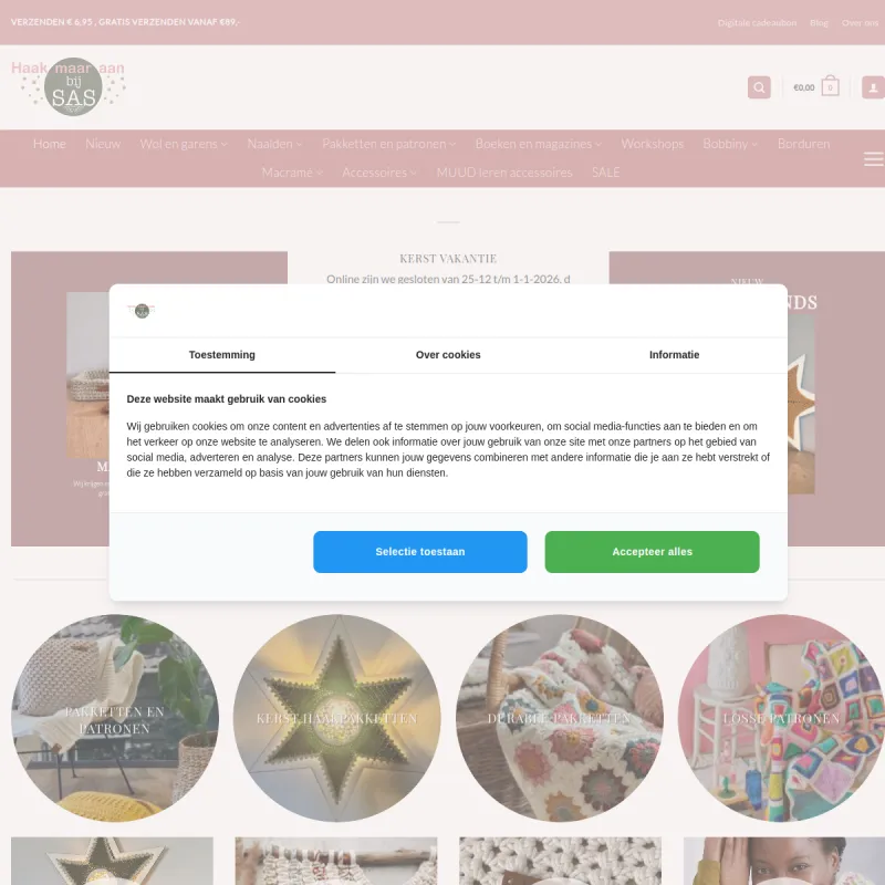 Screenshot van Wol Boutique - Haak maar aan bij Sas