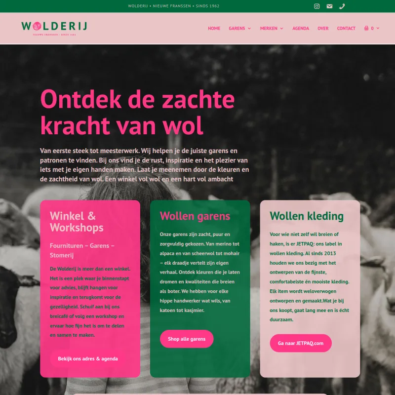 Screenshot van Wolderij 'Nieuwe Franssen' - Winkel in Wol, Garen en Fournituren