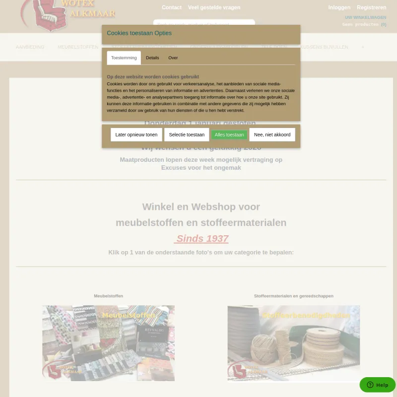 Screenshot van Wotex Meubelstoffen Alkmaar
